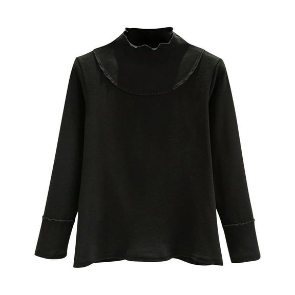 biudgviw Thermal Shirts for Women Brushed Long Sleeve Undershirts Comfy Soft Trim Mock Neck Base Layer Tops Fall Winter Clothes