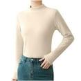 thumbnail image 1 of biudgviw Thermal Shirts for Women Mock Neck Long Sleeve Casual Fleece Lined Basic Tee Shirt Slim Fit Comfy Base Layer Fall Clothes, 1 of 4
