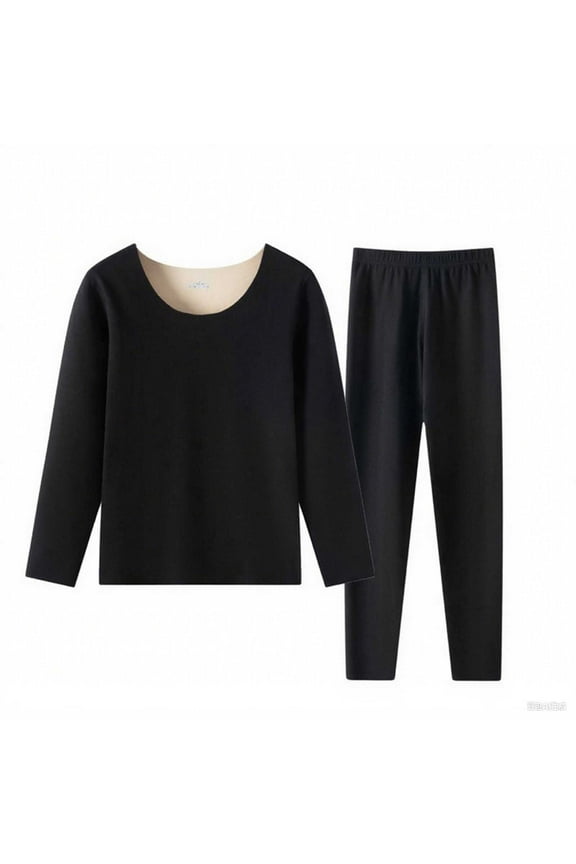 Thermal Underwear for Women Fleece Lined Long Sleeve Base Layer Comfy Soft Crew Neck Tops with Leggings Winter Outfits