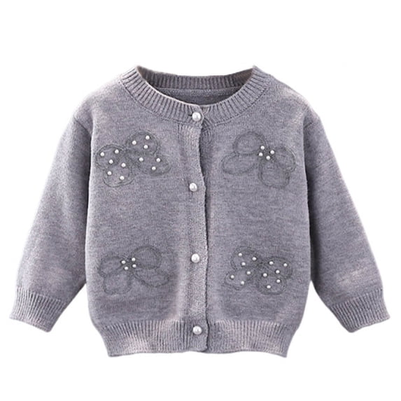biudgviw Toddler Baby Girls Cardigan Kids Button Down Long Sleeve Sweaters Comfy Soft Embroidery Crew Neck Knit Cute Tops Winter Clothes