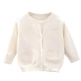 thumbnail image 1 of biudgviw Toddler Baby Girls Cardigan Kids Button Down Long Sleeve Sweaters Comfy Soft Embroidery Crew Neck Knit Cute Tops Winter Clothes, 1 of 2