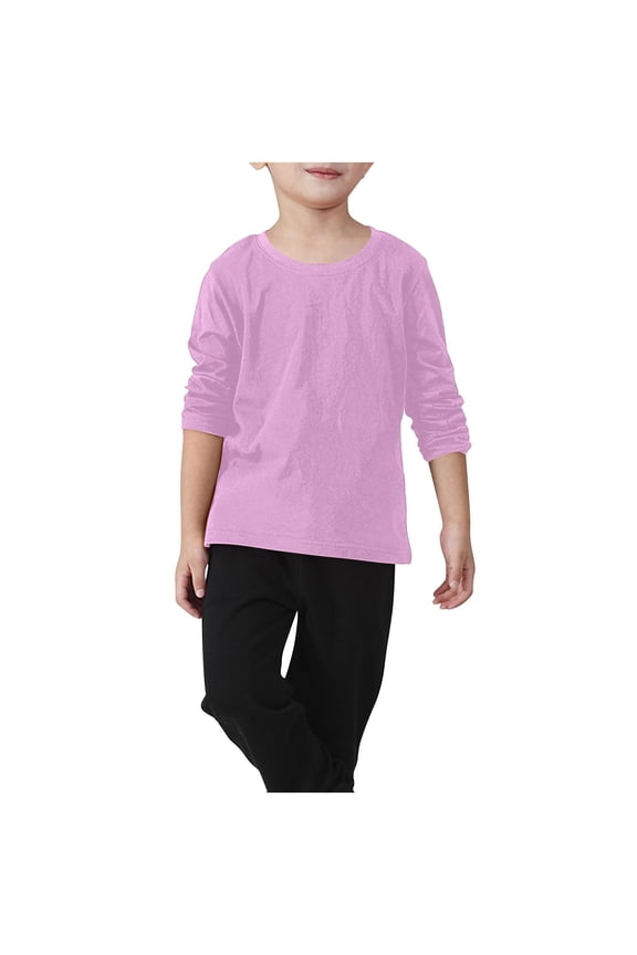 Toddler Boys Girls Long Sleeve Shirts Kids Soft Cotton Crewneck Laying Tees Lightweight Classic Casual Fall Tops