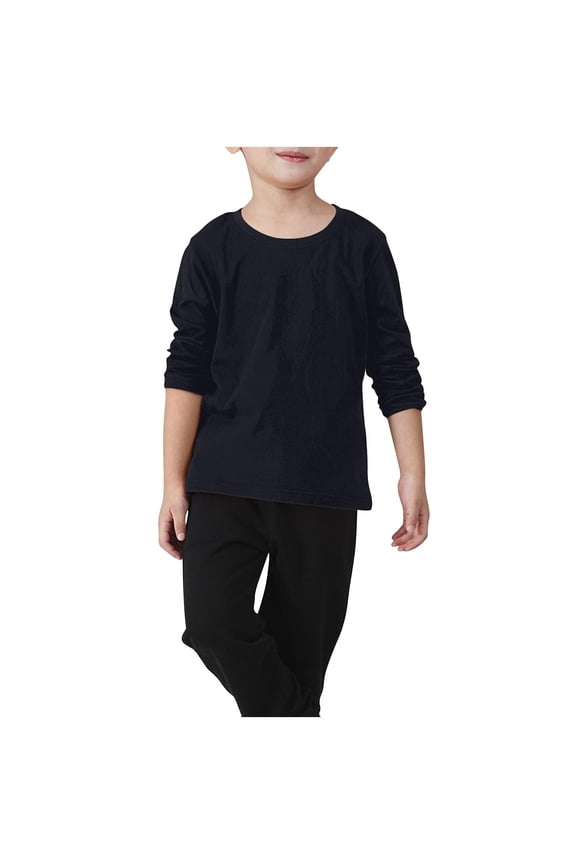 Toddler Boys Girls Long Sleeve Shirts Kids Soft Cotton Crewneck Laying Tees Lightweight Classic Casual Fall Tops