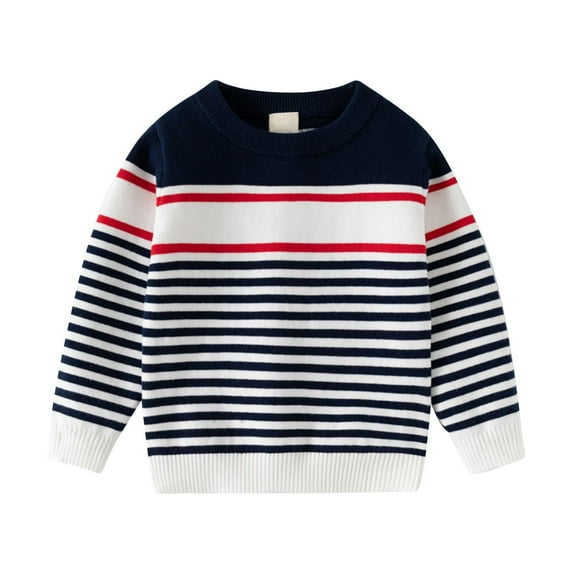biudgviw Toddler Boys Girls Sweater Color Block Long Sleeve Knit Tops Comfy Casual Crew Neck Pullover Sweaters Kids Winter Clothes