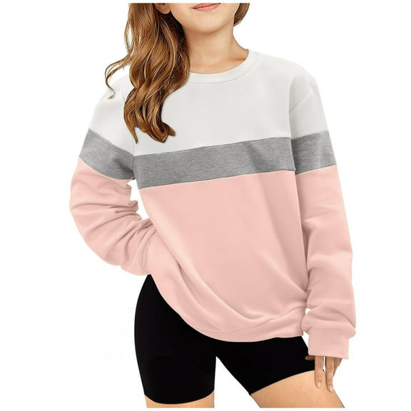 biudgviw Toddler Childrens Girls Boys Oversized Sweatshirt Trendy Long Sleeve Crewneck Color Block Casual Pullover Tops