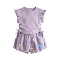thumbnail image 1 of biudgviw Toddler Girl Clothes Kids Ruffle Sleeveless Tops and Bow Trim Shorts Set with Side Drawstring Cute Two Piece Outfits, 1 of 6