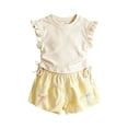 thumbnail image 1 of biudgviw Toddler Girl Clothes Kids Ruffle Sleeveless Tops and Bow Trim Shorts Set with Side Drawstring Cute Two Piece Outfits, 1 of 6