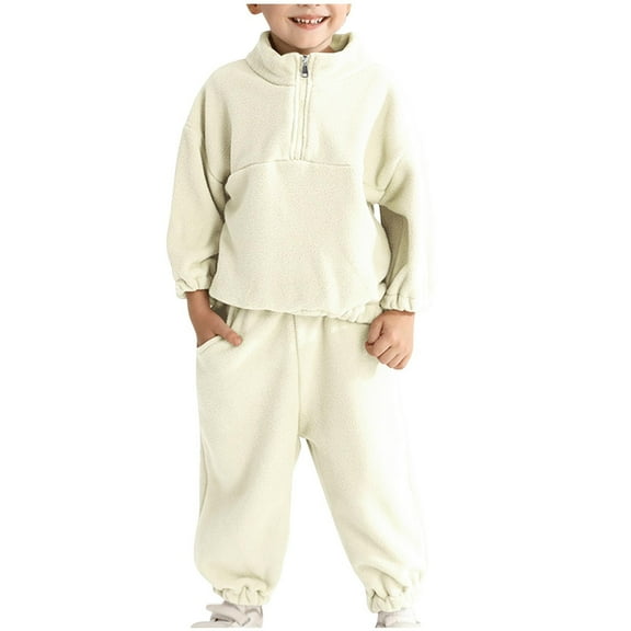 biudgviw Toddler Girls Boys Clothes Long Sleeve Half Zipper Fleece Sweatshirt 2 Piece Sweatpants Jogger Outfits Set
