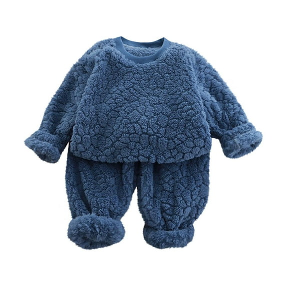 biudgviw Toddler Girls Boys Fuzzy Outfits Soft Fleece Lined Long Sleeve Pullover Tops Thermal Pants Winter Warm Clothes
