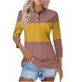 thumbnail image 1 of biudgviw Top for Women Turndown Collar 3/4 Sleeve Trendy T Shirts Dressy Plus Size Casual Tee Work Office Fall Tunic Blouses, 1 of 5