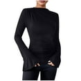thumbnail image 1 of biudgviw Tops for Women Boat Neck Flare Long Sleeve Trendy T Shirts Slim Fit Going out Tunic Tee Party Club Night out Outfits, 1 of 4