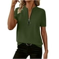 thumbnail image 1 of biudgviw Tops for Women Short Sleeve Ribbed Knit Shirts Soft Casual Quarter Zip Pullover Fashion Crewneck Tunic Blouse for Spring Summer, 1 of 6