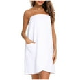 thumbnail image 1 of biudgviw Towel Wrap for Women After Shower Short Bathrobe Casual Adjustable One Shoudler Soft Bath Robe with Pocket S-XXL, 1 of 7