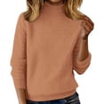 thumbnail image 1 of biudgviw Turtleneck Tops for Women Classic Fit Long Sleeve Sweaters Comfortable Loose Fit Knit Pullover Fall Winter Clothes(Orange,Medium), 1 of 5