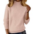 thumbnail image 1 of biudgviw Turtleneck Tops for Women Classic Fit Long Sleeve Sweaters Comfortable Loose Fit Knit Pullover Fall Winter Clothes(Pink,Small), 1 of 5