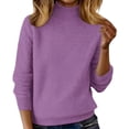 thumbnail image 1 of biudgviw Turtleneck Tops for Women Classic Fit Long Sleeve Sweaters Comfortable Loose Fit Knit Pullover Fall Winter Clothes(Purple,X-Large), 1 of 5