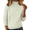 thumbnail image 1 of biudgviw Turtleneck Tops for Women Classic Fit Long Sleeve Sweaters Comfortable Loose Fit Knit Pullover Fall Winter Clothes(White,X-Large), 1 of 5