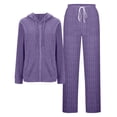 thumbnail image 1 of biudgviw Two Piece Sets for Women Zip Up Hoodies Lounge Set Comfy Drawstring Long Sleeve Ribbed Knit Tops and Pants Sets with Pockets, 1 of 6