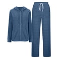 thumbnail image 1 of biudgviw Two Piece Sets for Women Zip Up Hoodies Lounge Set Comfy Drawstring Long Sleeve Ribbed Knit Tops and Pants Sets with Pockets, 1 of 6