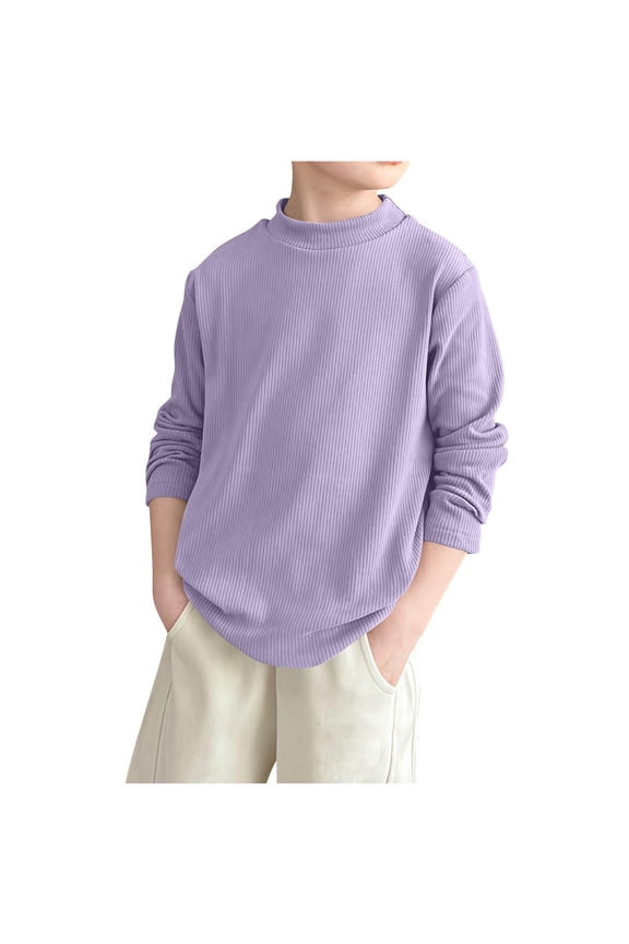 Unisex Thermal Tops Boys Girls Long Sleeve Shirts Soft Mock Neck Casual Loose Undershirts Fall Winter Clothes