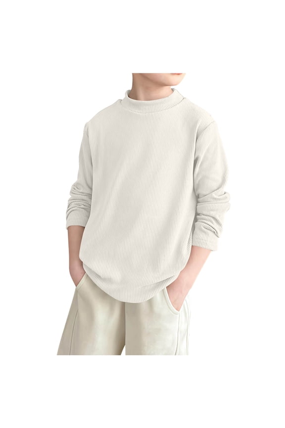 Unisex Thermal Tops Boys Girls Long Sleeve Shirts Soft Mock Neck Casual Loose Undershirts Fall Winter Clothes