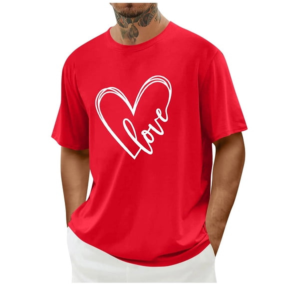 biudgviw Valentines Day Shirt for Men Festival Print Short Sleeve T Shirt Lightweight Casual Crewneck Tees Gifts for Men
