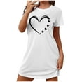 thumbnail image 1 of biudgviw Valentines Women's Nightgown Short Sleeve Nightdress Casual Heart Print Sleepwear Soft Crewneck Pajama Dress S-XXL, 1 of 6