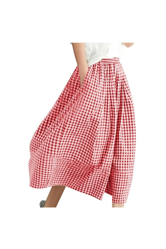 Wide Leg Pants for Women Baggy Plaid Capri Pants Culottes High Waisted Palazzo Trousers with Pockets Summer Lounge Capris