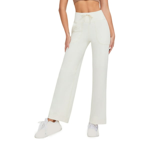 biudgviw Wide Leg Pants for Women Casual High Waisted Drawstring Comfy Workout Yoga Pants Stretch Lounge Pants with Pockets
