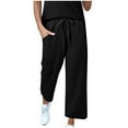 thumbnail image 1 of biudgviw Wide Leg Sweatpants for Women Drawstring Elastic Waist Cropped Pants Baggy Lounge Joggers Yoga Pants with Pockets, 1 of 6