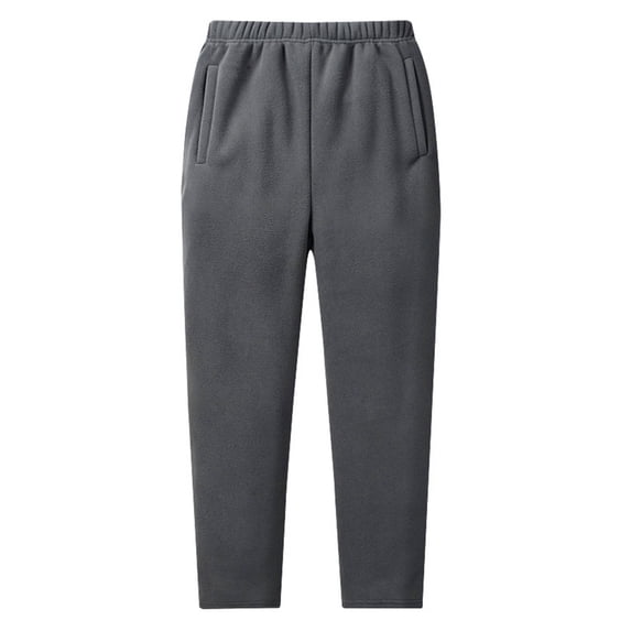 biudgviw Winter Pants for Men Lounge Elastic Waisted Sherpa Lined Pants Comfy Warm Fleece Jogger Thermal Pants with Pockets