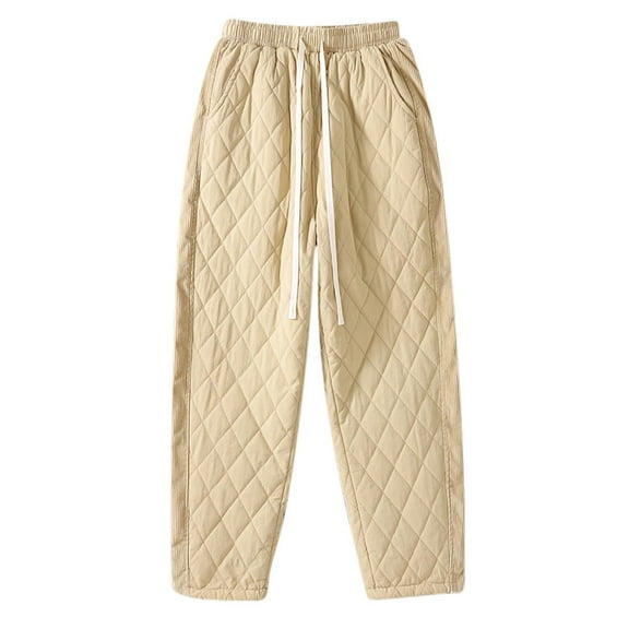 biudgviw Winter Pants for Women Warm Soft High Waist Fleece Loose Pants Lounge Straight Leg Trousers with Pockets