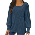 thumbnail image 1 of biudgviw Women Tops Trendy Lightweight Button Latern Sleeve Ribbed Knit Sweater Fall Casual Comfy Square Neck Blouses Going out Outfits, 1 of 6