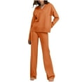 thumbnail image 1 of biudgviw Women's 2 Piece Outfits Casual V Neck Long Sleeve Pullover Tops Knit Wide Leg Sweater Lounge Set Sweatsuit, 1 of 7
