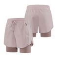 thumbnail image 1 of biudgviw Women's 2 in 1 Athletic Running Shorts Drawstring High Waisted Yoga Shorts Quick Dry Workout Shorts with Zipper Pockets, 1 of 7