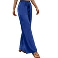 thumbnail image 1 of biudgviw Women's Casual Wide Leg Pants Loose Fit Drawstring Elastic Waisted Lounge Trousers for Fall Beach Travel Vacation, 1 of 4