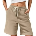 thumbnail image 1 of biudgviw Women's Corduroy Shorts Elastic Waist Bermuda Shorts Comfy Casual Drawstring Knee Length Shorts with Pockets, 1 of 6