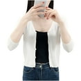 thumbnail image 1 of biudgviw Women's Cropped Cardigan 3/4 Sleeve Button V Neck Lightweight Sweater Soft Comfy Casual Fall Fashion Clothes, 1 of 6