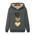 thumbnail image 1 of biudgviw Women's Hoodies for Cold Winter Fleece Lined Warm Thermal Heart Printed Hooded Pullover Tops Casual Loose Sweatshirts with Pocket, 1 of 3