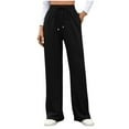 thumbnail image 1 of biudgviw Women's Lounge Sweatpants for Fall Wide Leg High Waisted Baggy Pants Drawstring Athletic Sports Pants with Pockets, 1 of 6