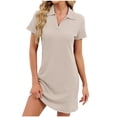 thumbnail image 1 of biudgviw Women's Nightgown Short Sleeve Plain Sleepwear Textured Casual Lapel Knit Nightshirts Soft Comfy Loungewear S-XXL, 1 of 7