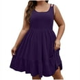 thumbnail image 1 of biudgviw Women's Plus Size Summer Sundress Loose Sleeveless Square Neck Dress Knee Length Casual Smock A Line Ruffle Dress, 1 of 7