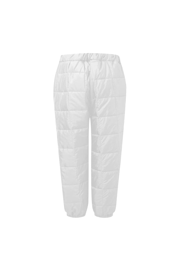 Women's Quilted Padded Pants Lightweight Cinch Bottom Elastic Waist Warm Thermal Trousers for Winter Hiking with Pockets