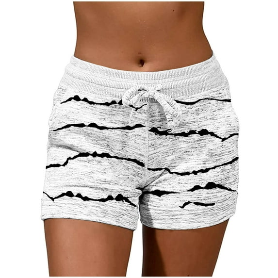 biudgviw Women's Shorts Drawstring Waist Printed Oversize Shorts Mid -Low Rise Loose Summer Soft Shorts with Pocket Outdoor Casual