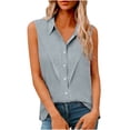 thumbnail image 1 of biudgviw Women's Sleeveless Button Down Shirts Summer Pleated Loose Collared Tank Tops Dressy Casual Work Tunic Blouses, 1 of 7