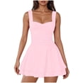 thumbnail image 1 of biudgviw Women's Square Neck Sleeveless Mini Dress Pleated Waist A Line Short Dresses Trendy Casual Ruffle Hem Party Dress, 1 of 6