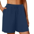 thumbnail image 1 of biudgviw Women's Summer Shorts Cotton Linen Drawstring Elastic High Waisted Loose Shorts Comfy Lounge Shorts with Pockets, 1 of 3