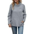 thumbnail image 1 of biudgviw Women's Sweatshirts for Cold Winter Casual Ribbed Knit Cowl Neck Tops Long Sleeve Pullover Sweaters with Pockets, 1 of 7