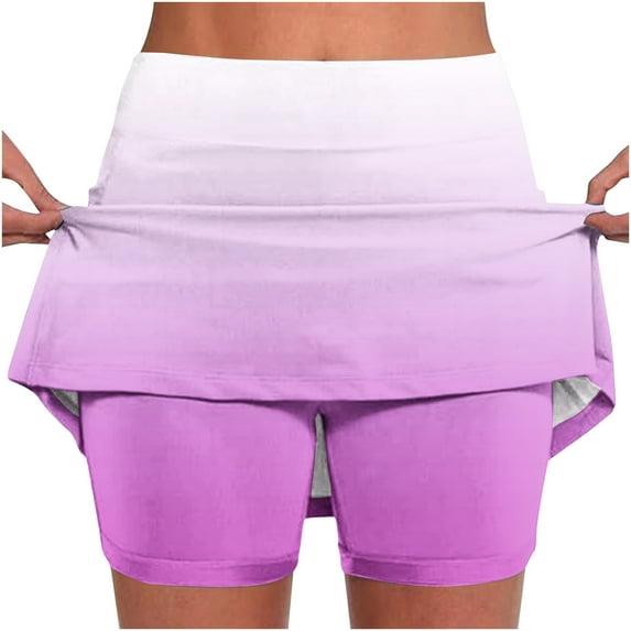biudgviw Women's Tennis Skirt Gradient Print Yoga Athletic Skorts Trendy Casual High Waisted Golf Workout Shorts Gym Clothes