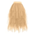 thumbnail image 1 of biudgviw Women's Tulle Skirts Spring Summer High Waisted Layered A-Line Skirt Fashion Casual Irregular Ruffle Mesh Skirt, 1 of 2